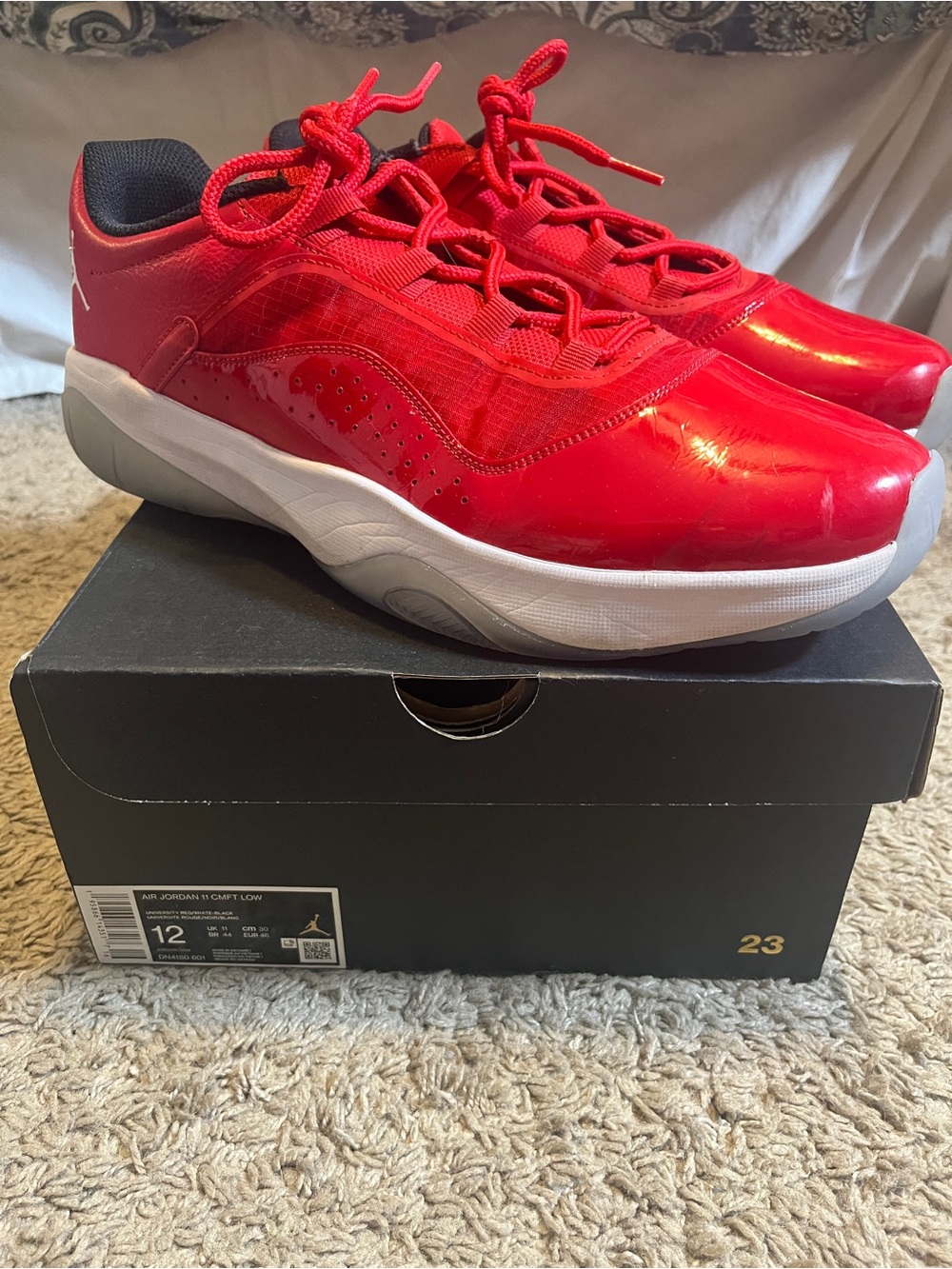 Jordan Men’s Low-Top Sneakers in University Red and White